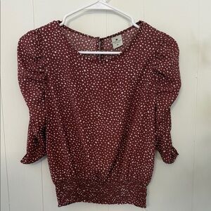 Paper Crane Maroon Polka Dot Blouse